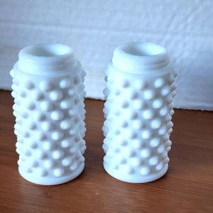 Milkglass salt and pepper shakers.